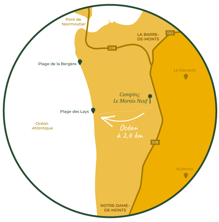 Carte plages proches du Marais Neuf